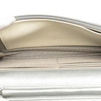Silver Leather Chanel Wallet On Chain