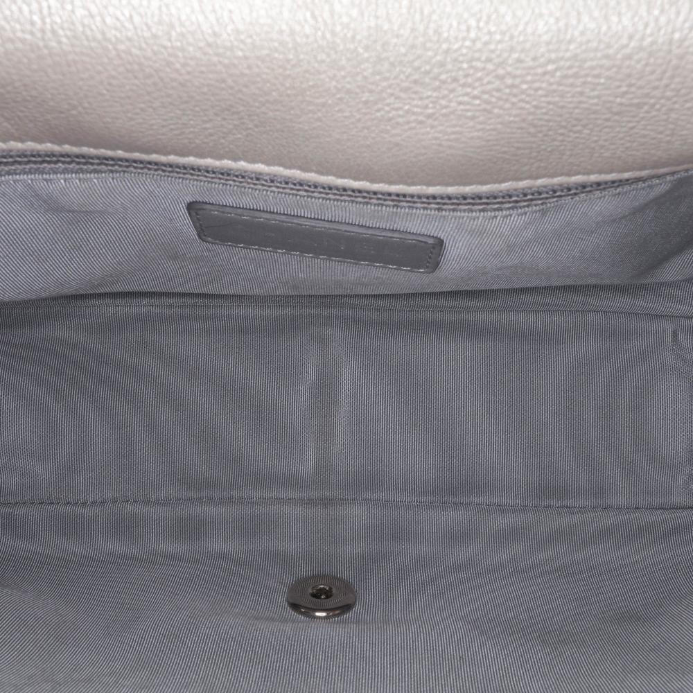 Silver Leather Chanel Flap Bag