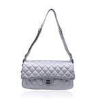 Silver Leather Chanel Flap Bag