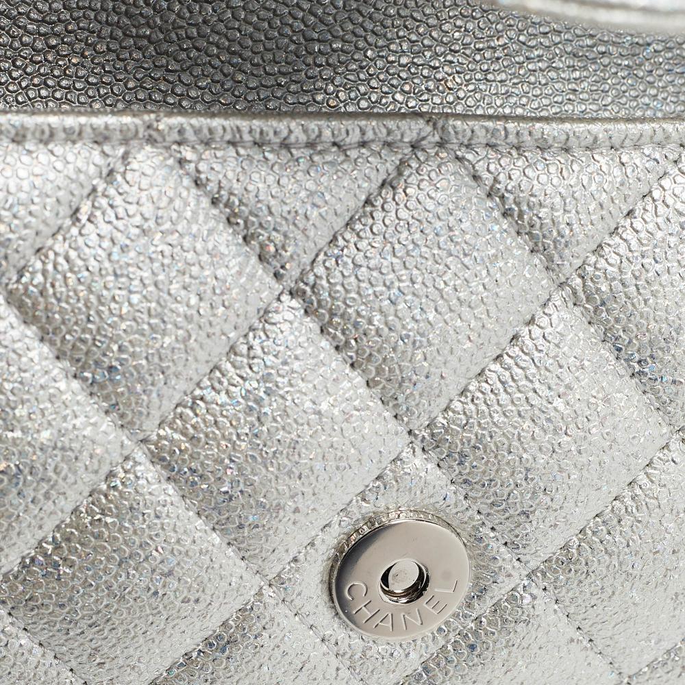Silver Leather Chanel Shoulder Bag