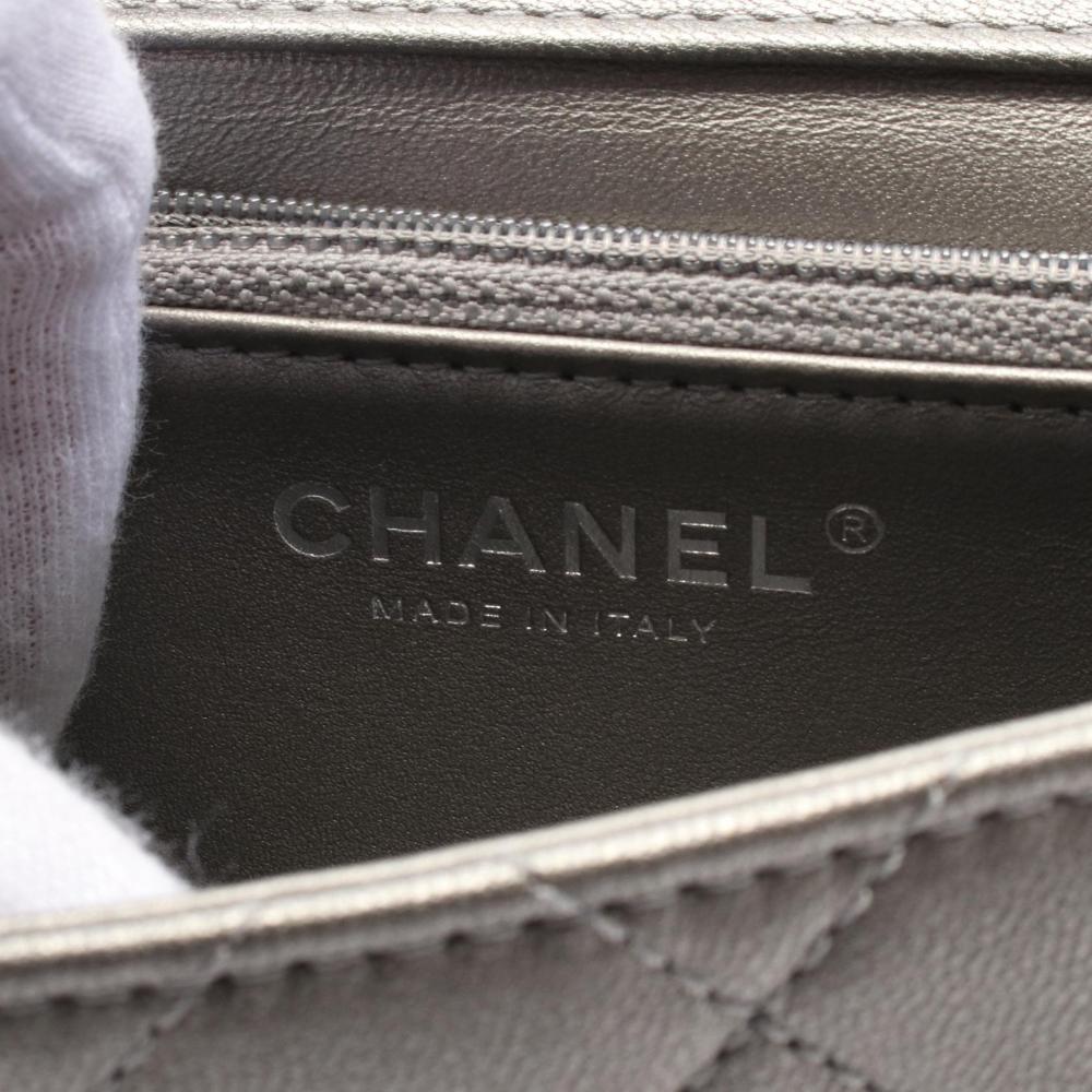 Silver Leather Chanel Crossbody Bag
