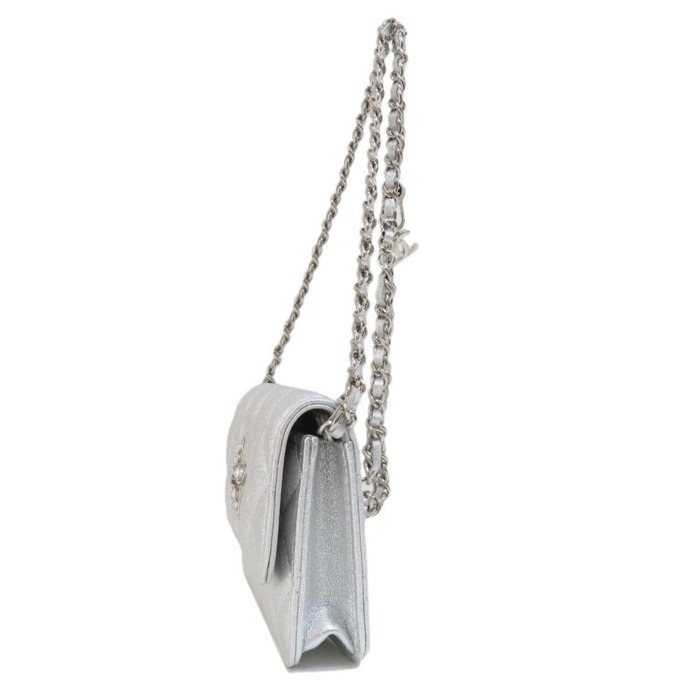 Silver Leather Chanel Shoulder Bag