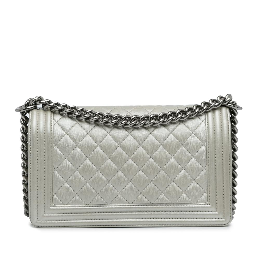 Silver Leather Chanel Flap Bag