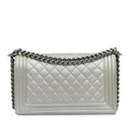Silver Leather Chanel Flap Bag