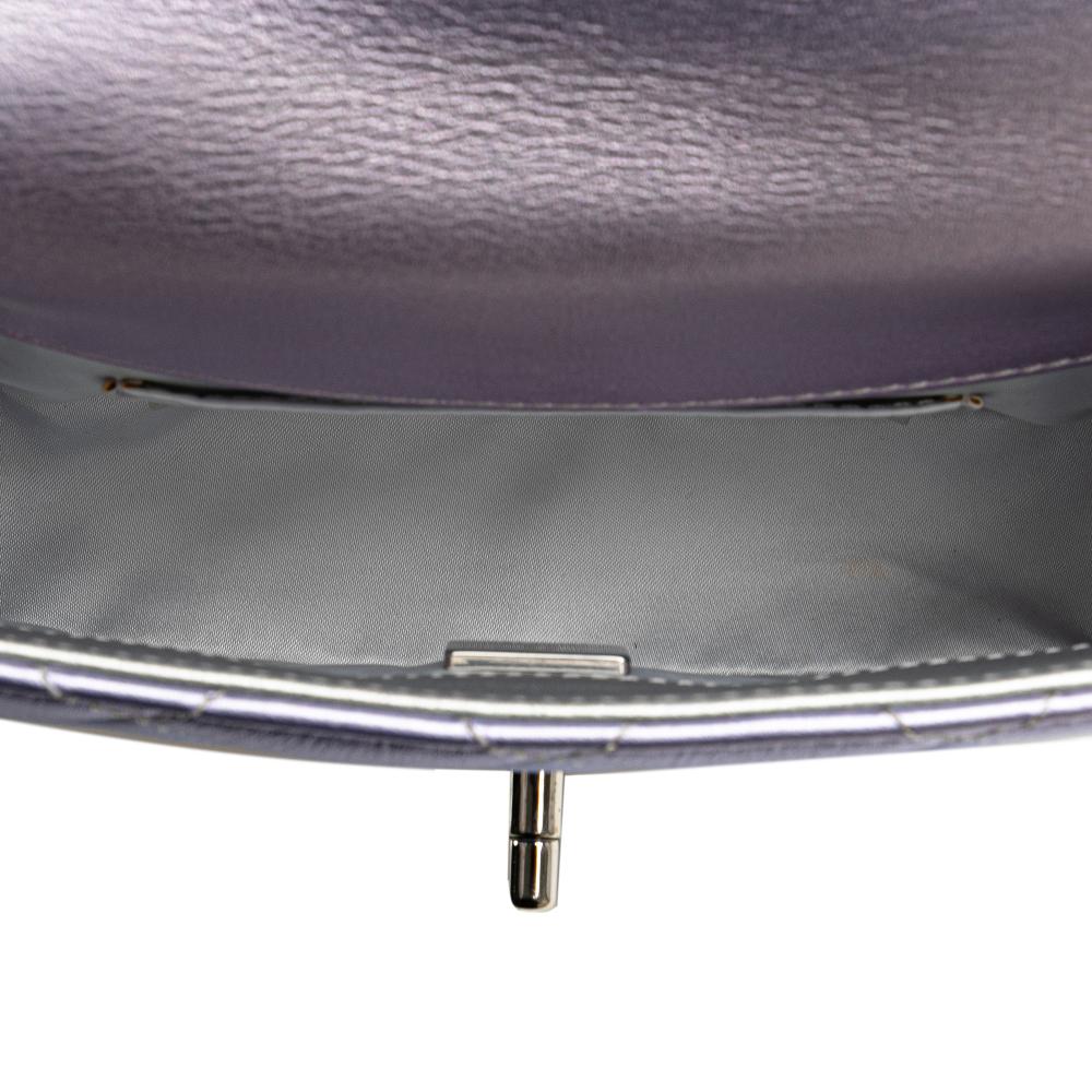Silver Leather Chanel Clutch