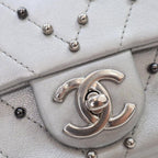 Silver Leather Chanel Flap Bag
