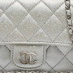 Silver Leather Chanel Shoulder Bag