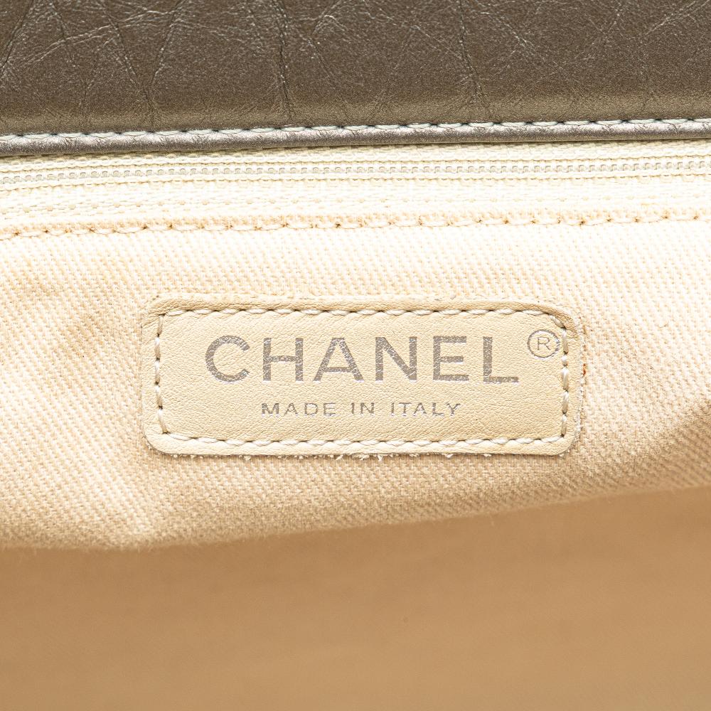 Silver Leather Chanel Tote