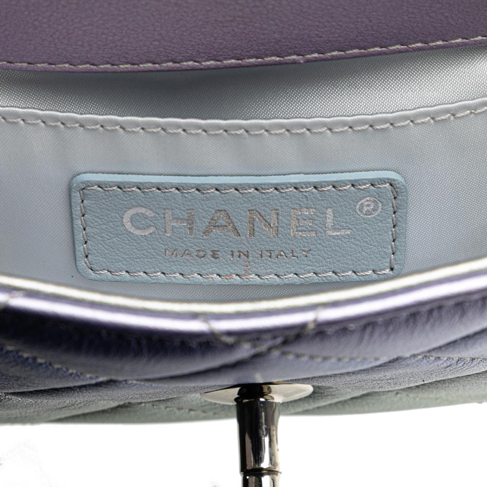 Silver Leather Chanel Clutch