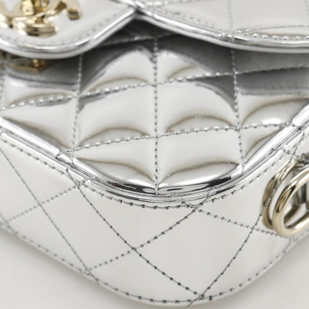Silver Leather Chanel Shoulder Bag