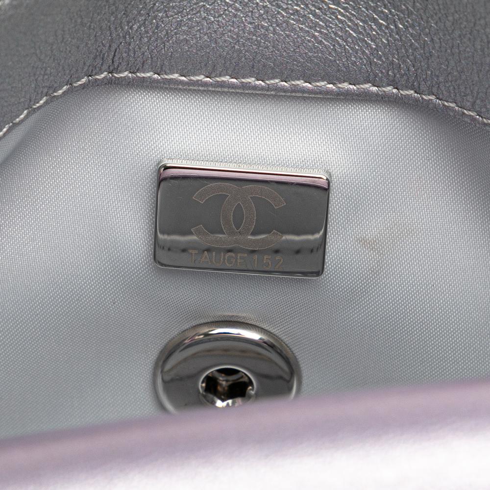 Silver Leather Chanel Clutch