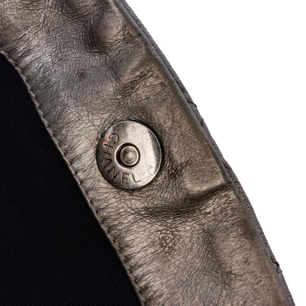 Silver Leather Chanel Tote