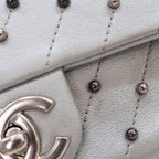 Silver Leather Chanel Flap Bag