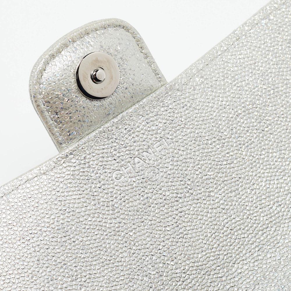 Silver Leather Chanel Shoulder Bag