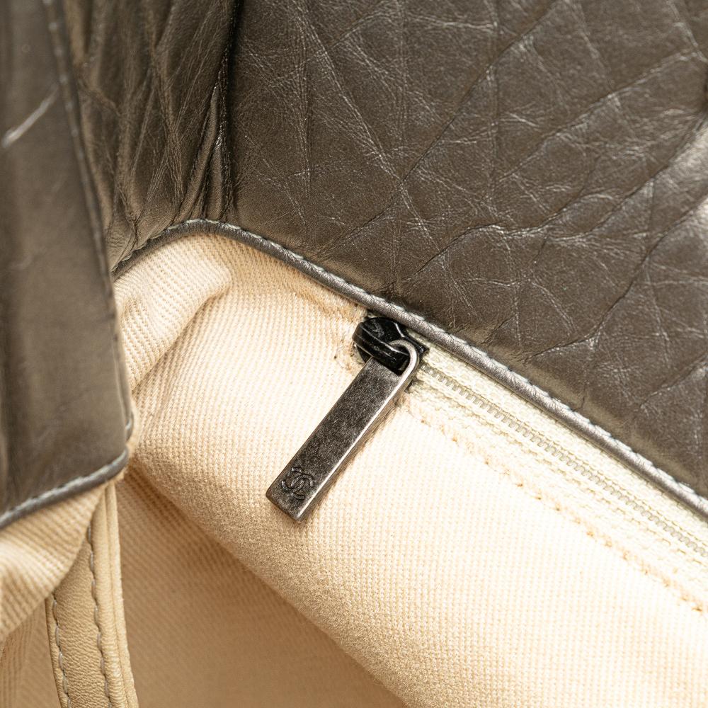 Silver Leather Chanel Tote
