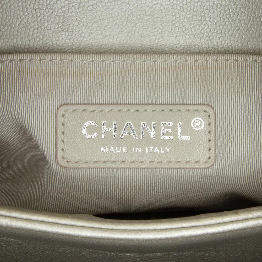 Silver Leather Chanel Flap Bag