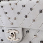 Silver Leather Chanel Flap Bag