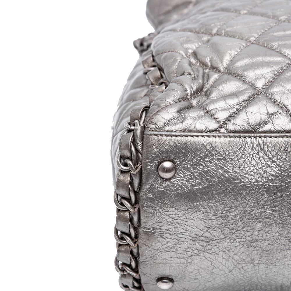Silver Leather Chanel Tote