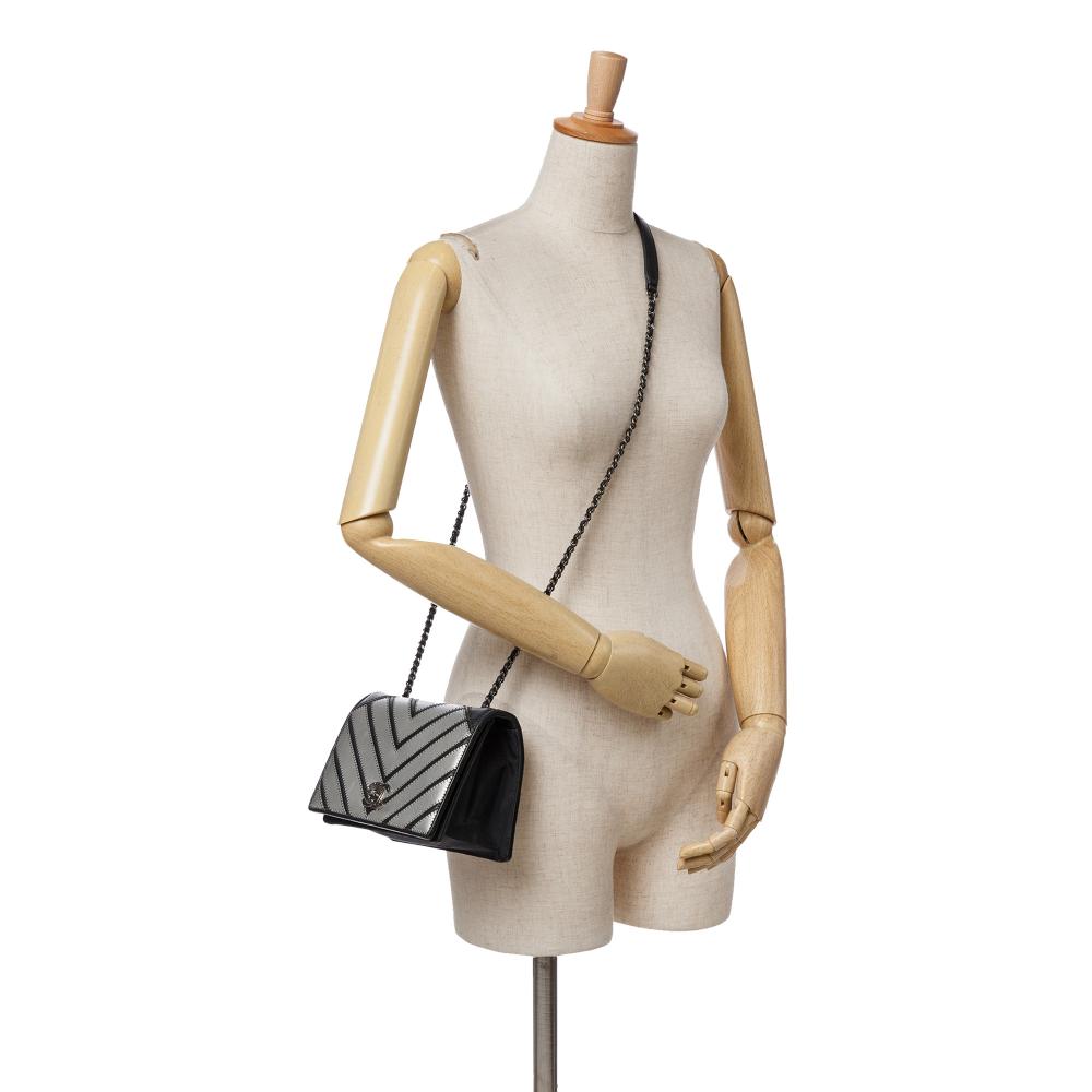 Silver Leather Chanel Flap Bag