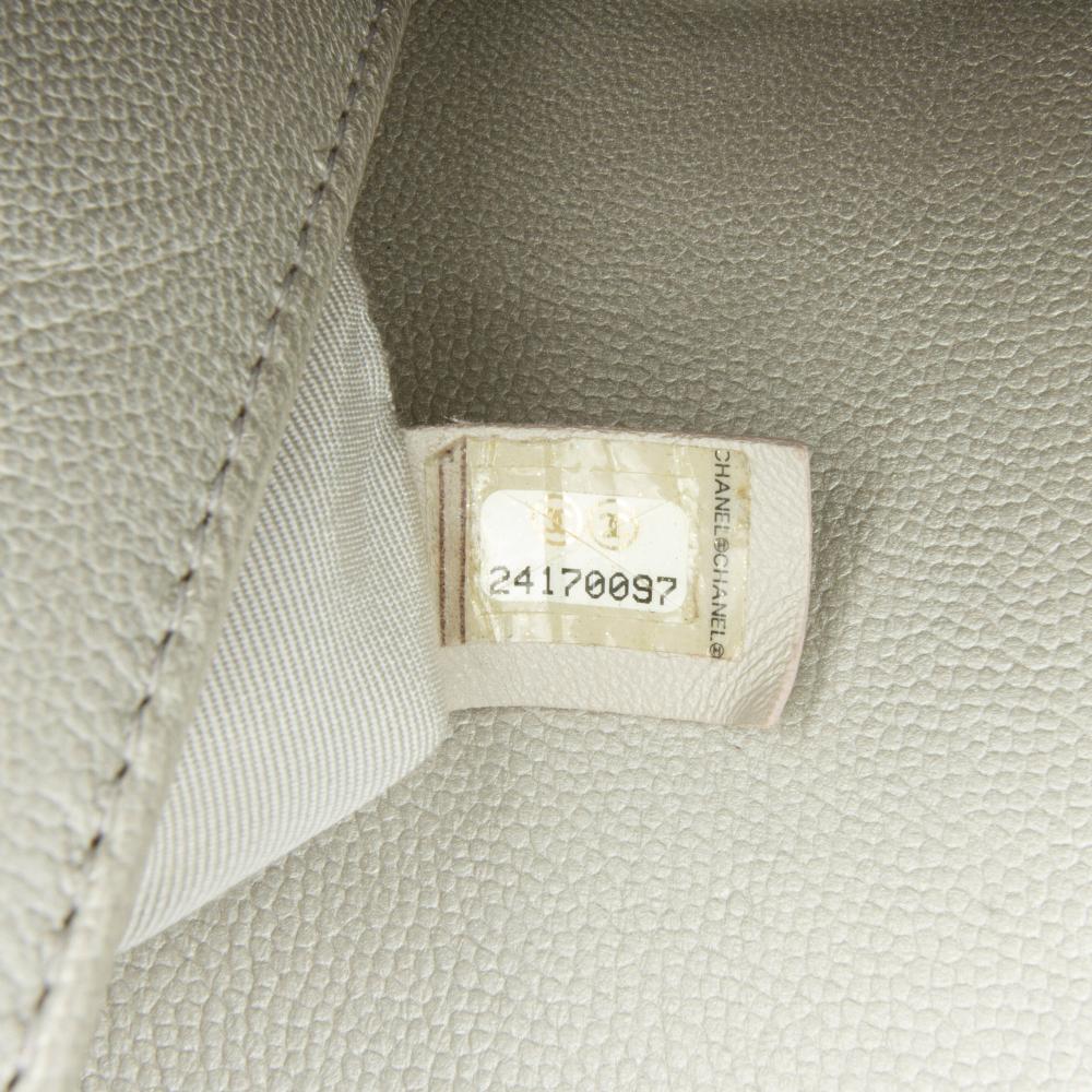 Silver Leather Chanel Flap Bag