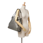 Silver Leather Chanel Tote
