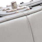 Silver Leather Chanel Flap Bag