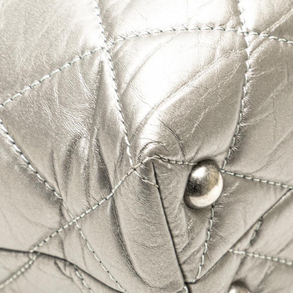 Silver Leather Chanel Tote