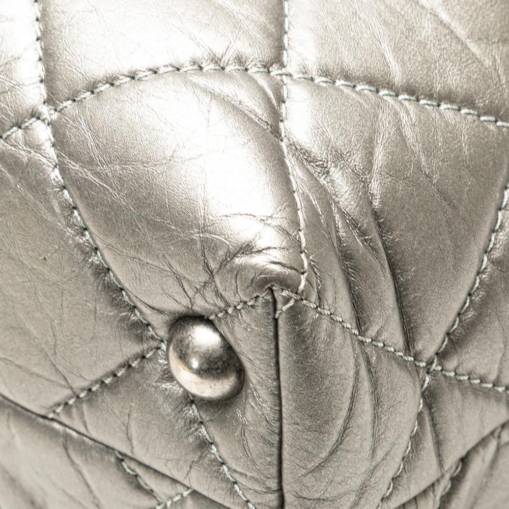 Silver Leather Chanel Tote