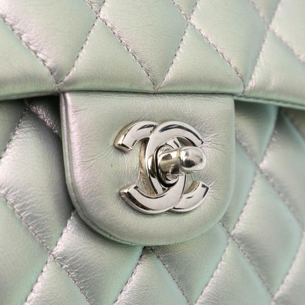 Silver Leather Chanel Flap Bag