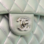 Silver Leather Chanel Flap Bag