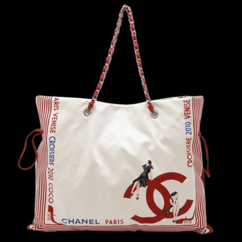 White Canvas Chanel Tote