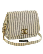 White Canvas Chanel Shoulder Bag