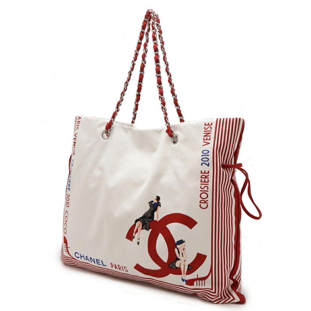 White Canvas Chanel Tote