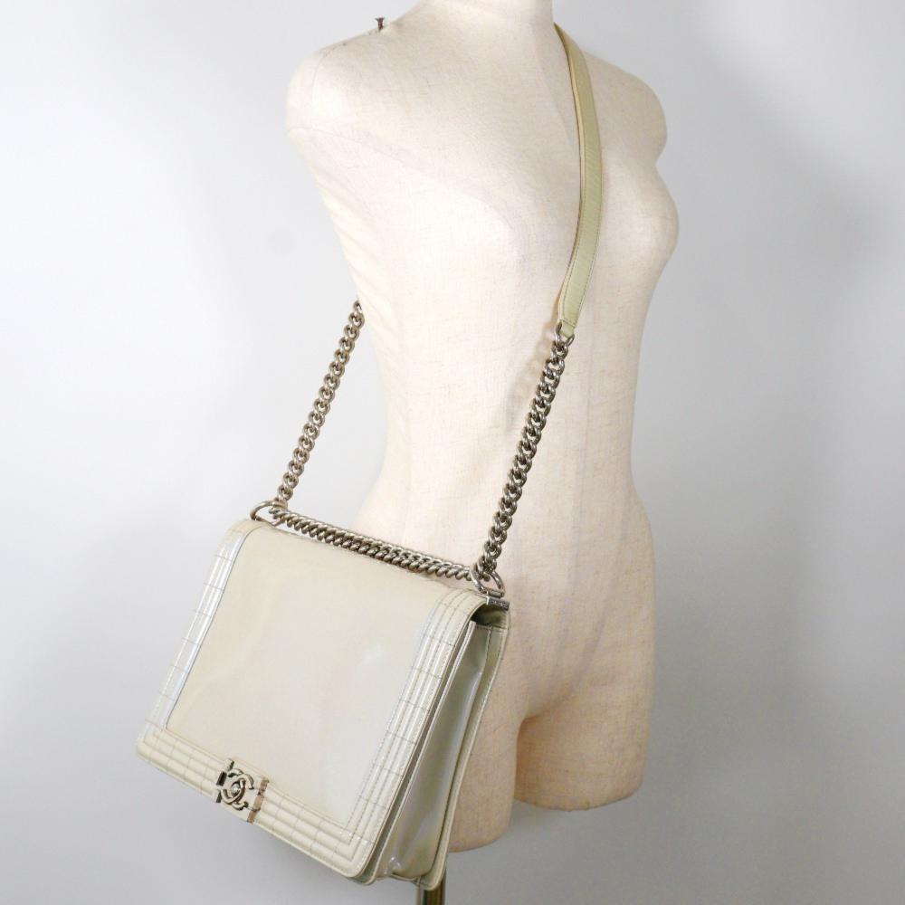 White Fabric Chanel Flap Bag