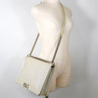 White Fabric Chanel Flap Bag