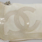 White Fabric Chanel Shoulder Bag