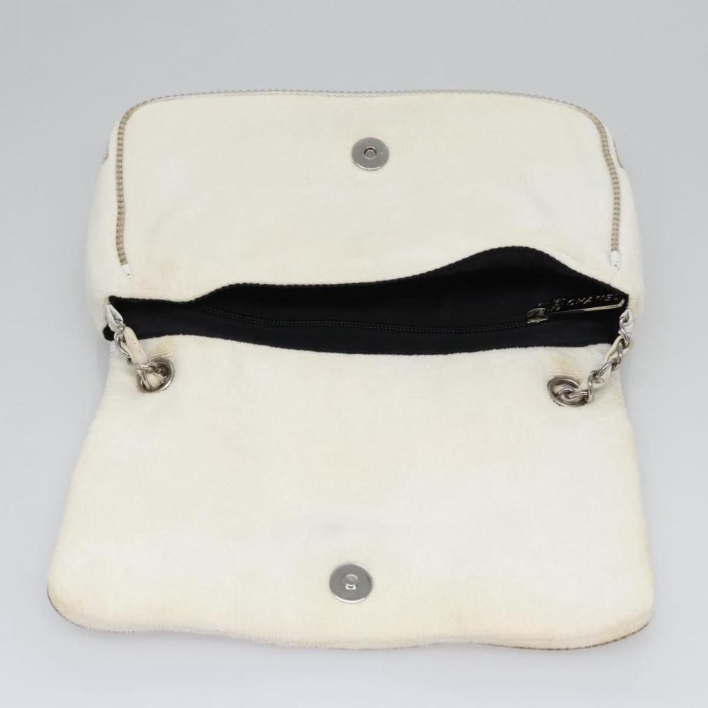 White Fabric Chanel Shoulder Bag