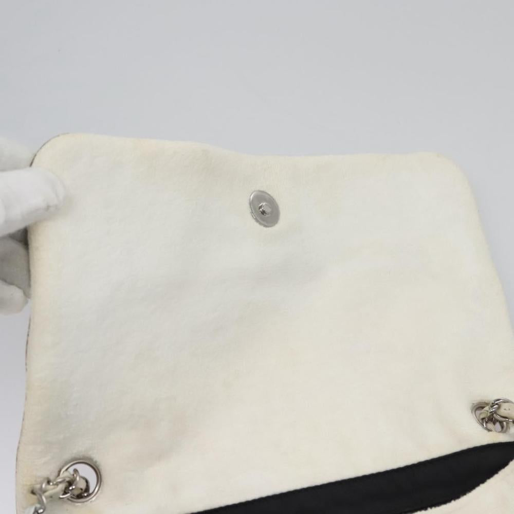White Fabric Chanel Shoulder Bag