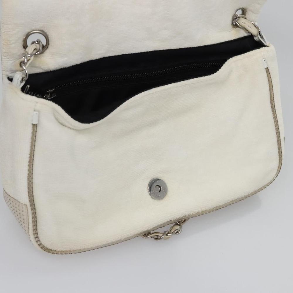 White Fabric Chanel Shoulder Bag