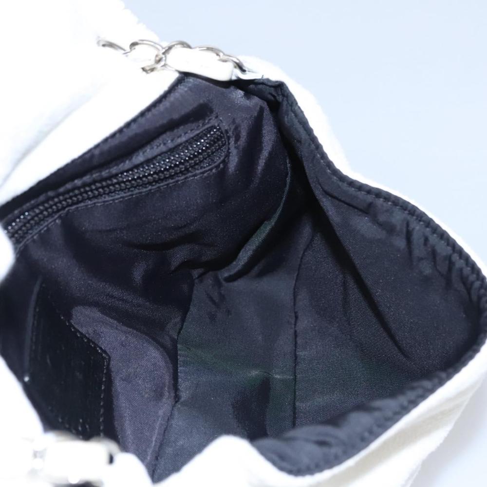 White Fabric Chanel Shoulder Bag