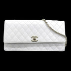 White Fabric Chanel Shoulder Bag