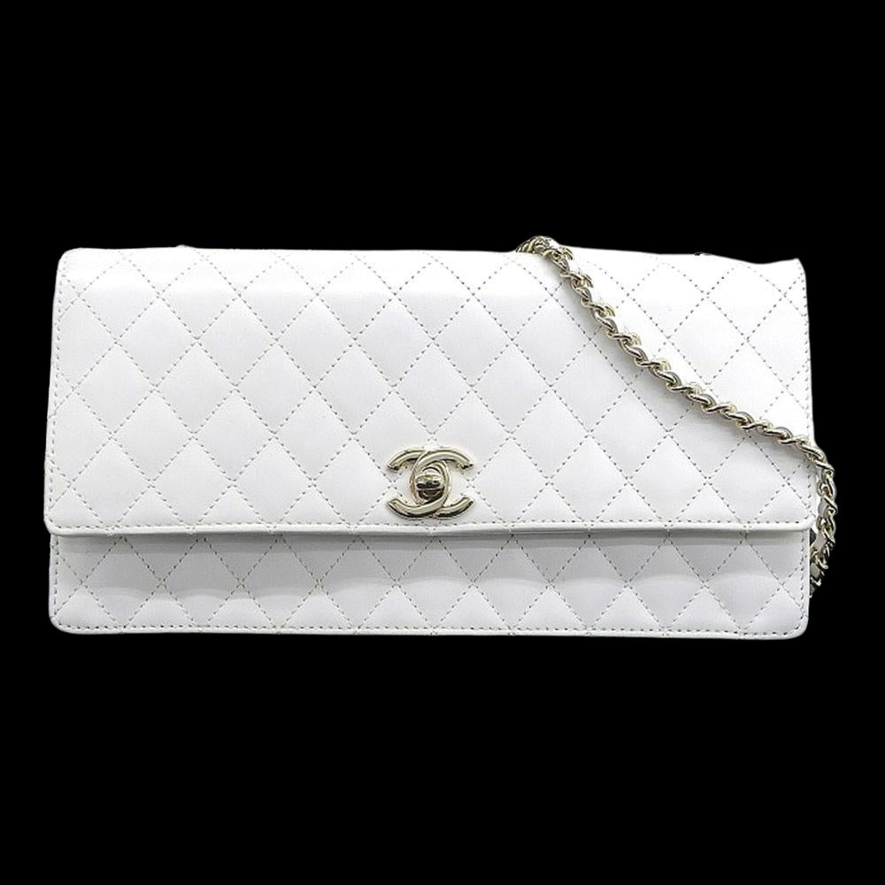 White Fabric Chanel Shoulder Bag