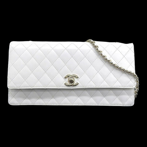 White Fabric Chanel Shoulder Bag