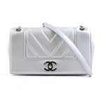 White Fabric Chanel Travel Bag