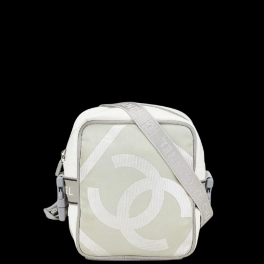 White Fabric Chanel Bucket Bag