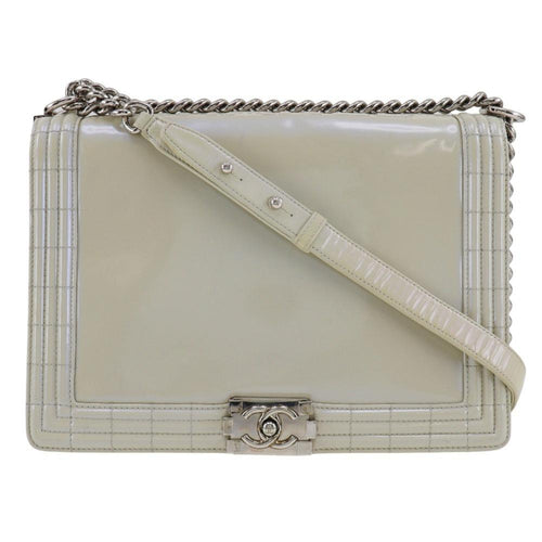 White Fabric Chanel Flap Bag