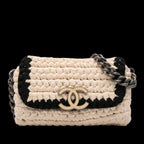 White Fabric Chanel Flap Bag