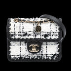 White Fabric Chanel Crossbody Bag