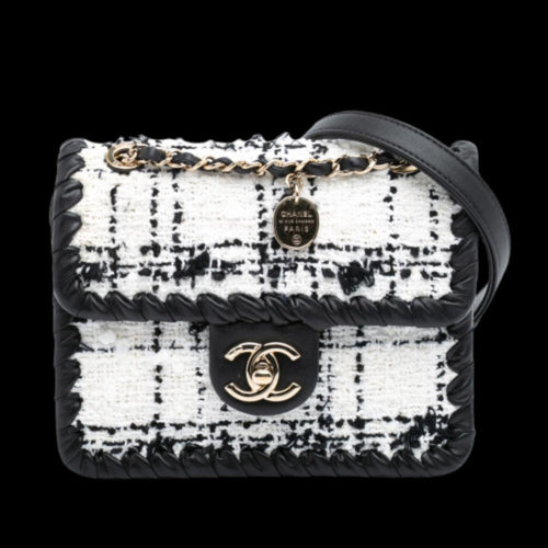 White Fabric Chanel Crossbody Bag