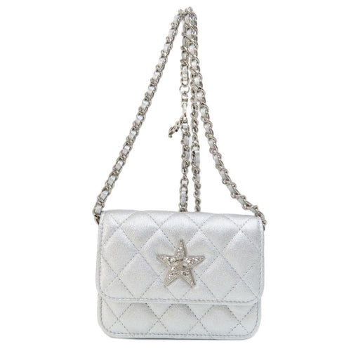 White Fabric Chanel Shoulder Bag